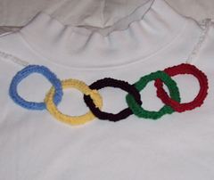 OLYMPIC RINGS as knitted necklace