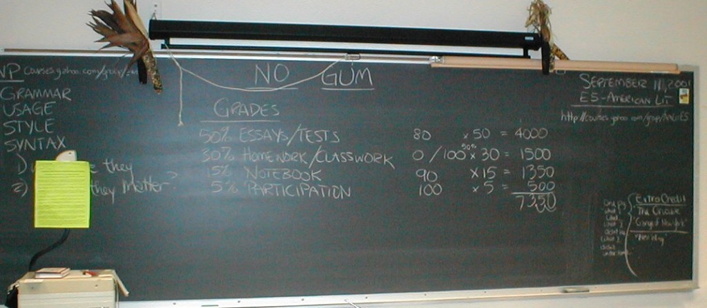 Classroom 10/24/01--first time back